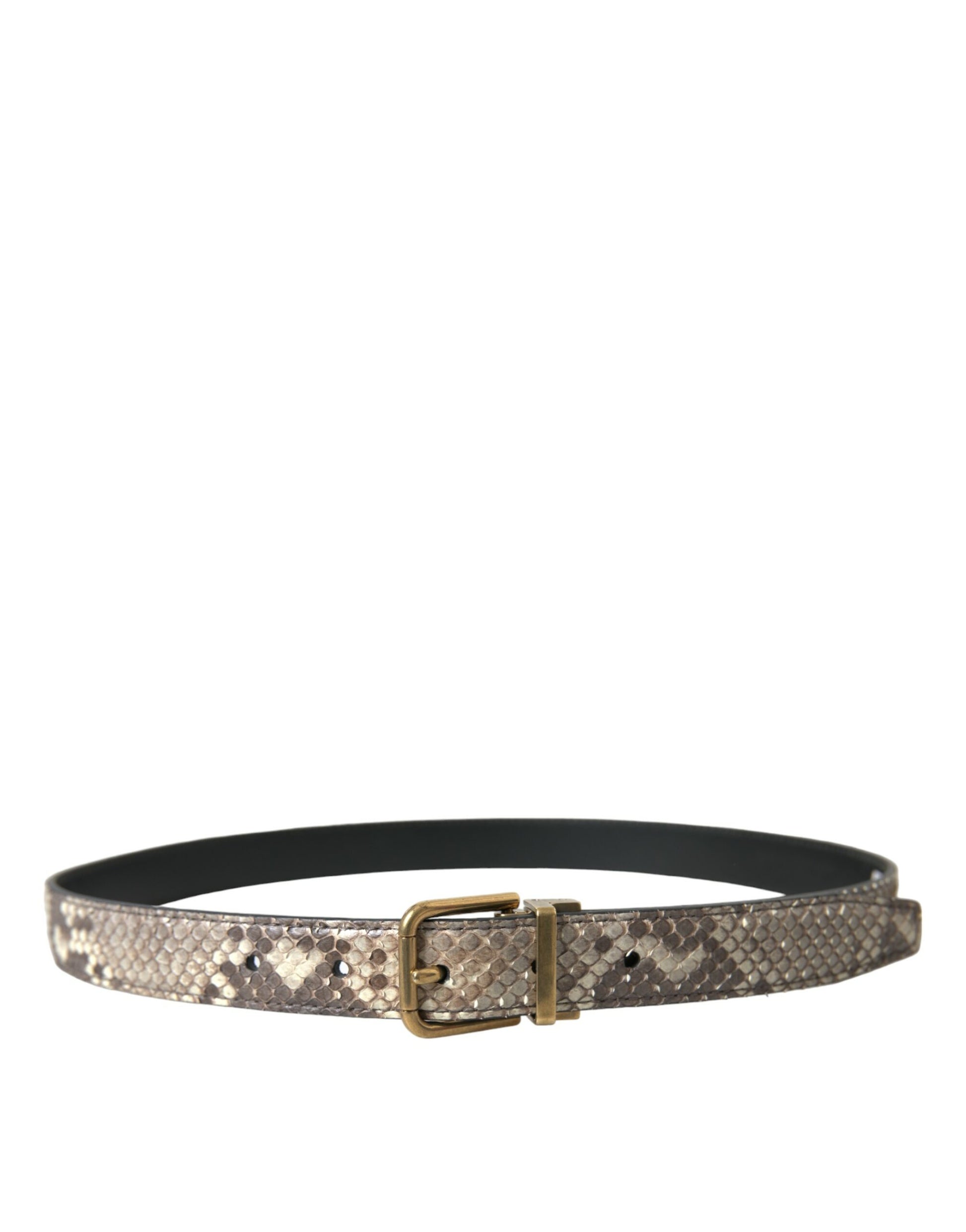 Dolce & Gabbana Brown Python Leather Gold Metal Buckle Belt Dolce & Gabbana