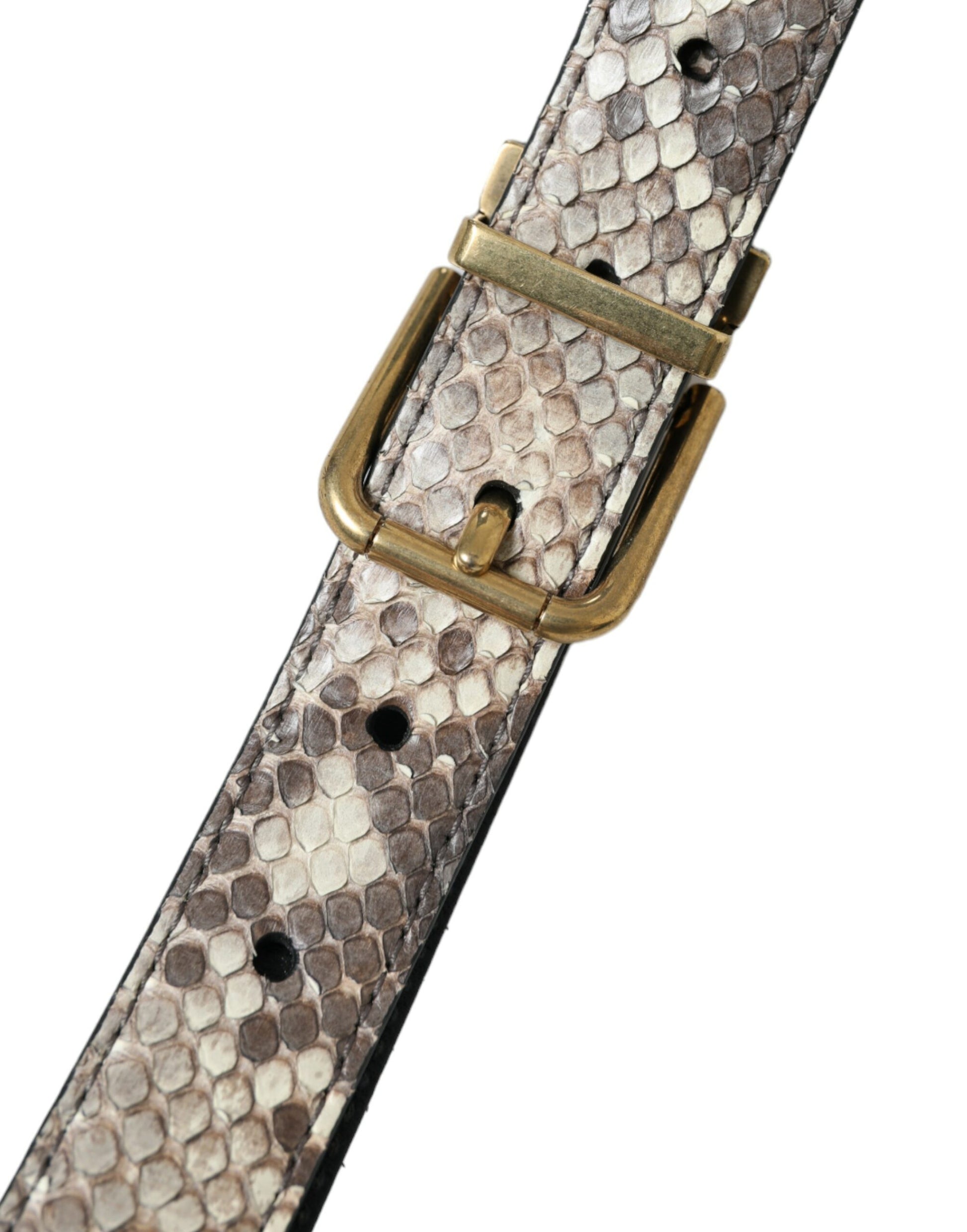 Dolce & Gabbana Brown Python Leather Gold Metal Buckle Belt Dolce & Gabbana