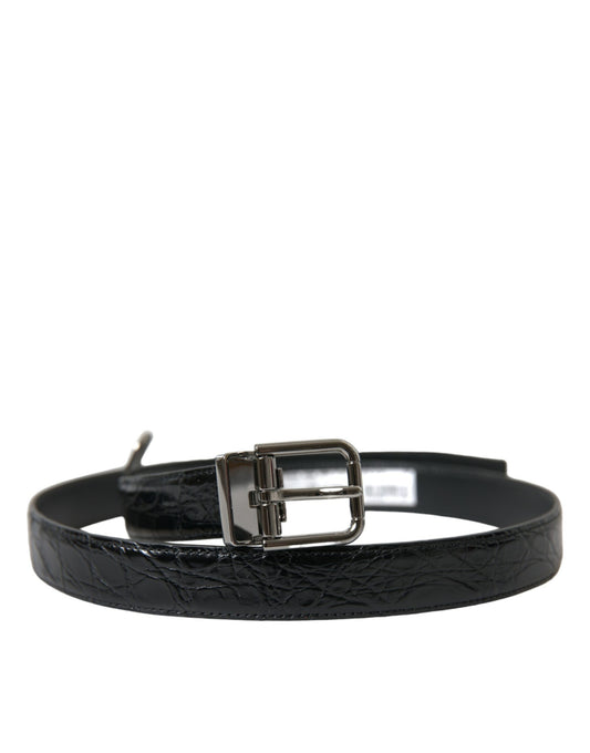 Dolce & Gabbana Black Leather Silver Metal Buckle Belt Dolce & Gabbana
