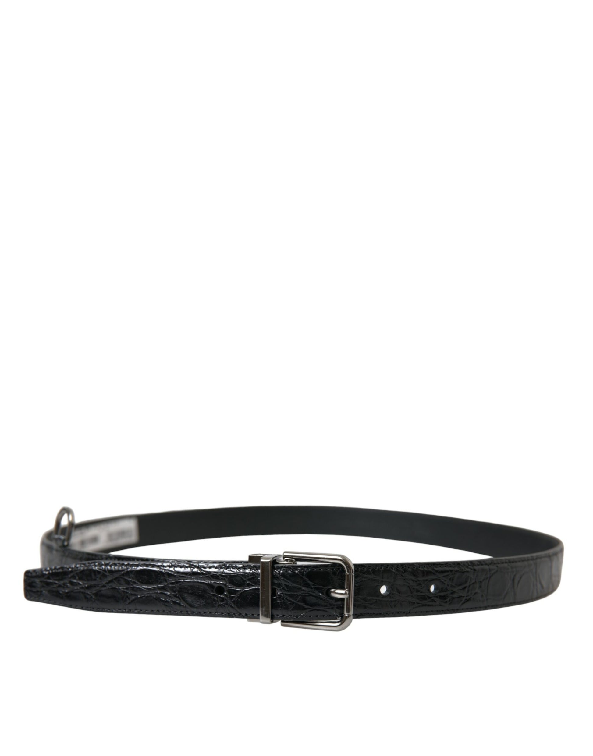 Dolce & Gabbana Black Leather Silver Metal Buckle Belt Dolce & Gabbana