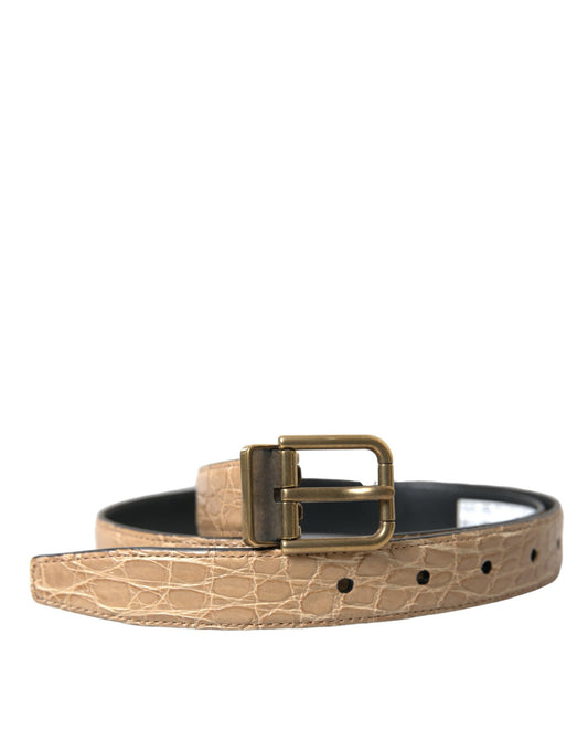 Dolce & Gabbana Beige Exotic Leather Gold Metal Buckle Belt Dolce & Gabbana