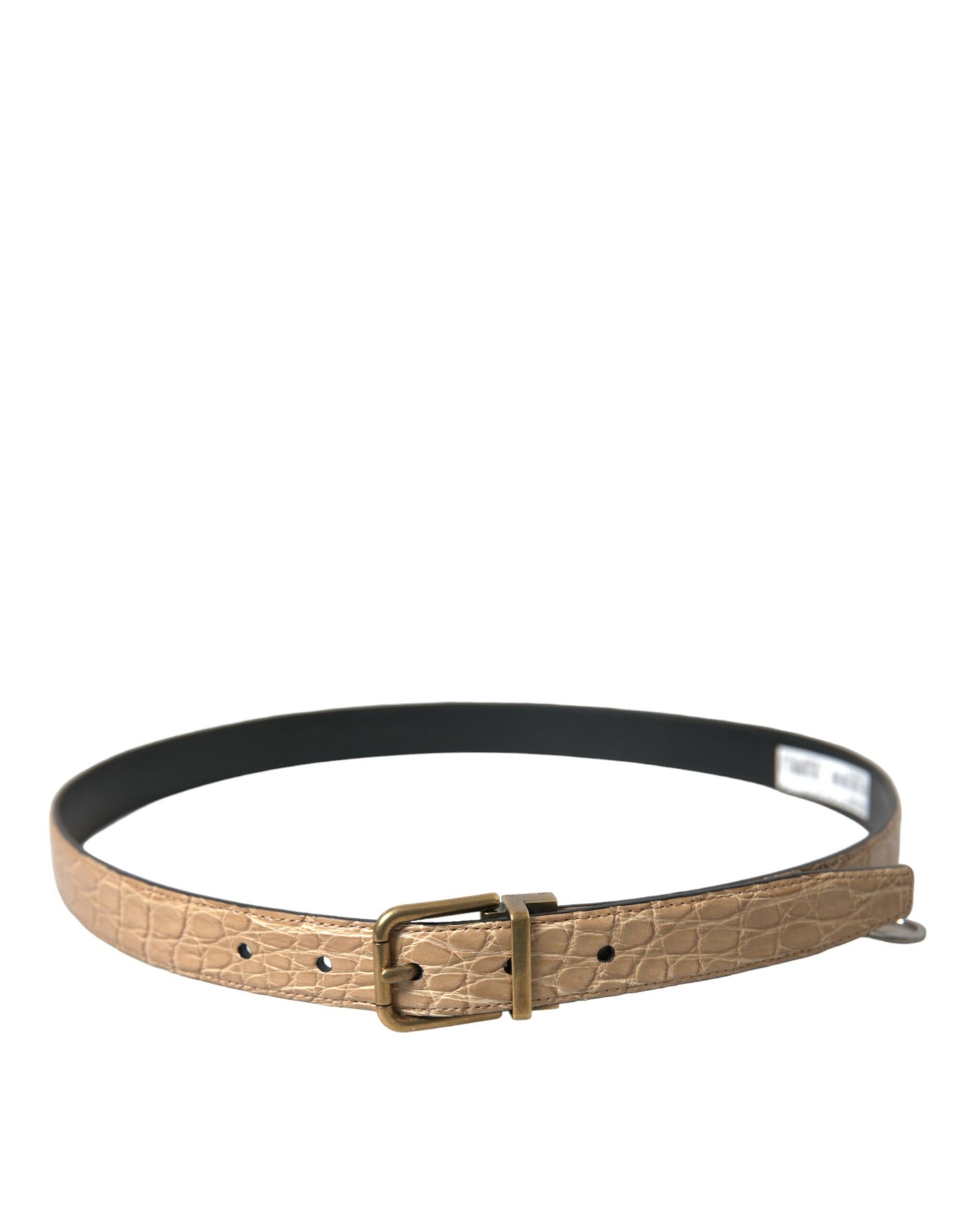 Dolce & Gabbana Beige Exotic Leather Gold Metal Buckle Belt Dolce & Gabbana