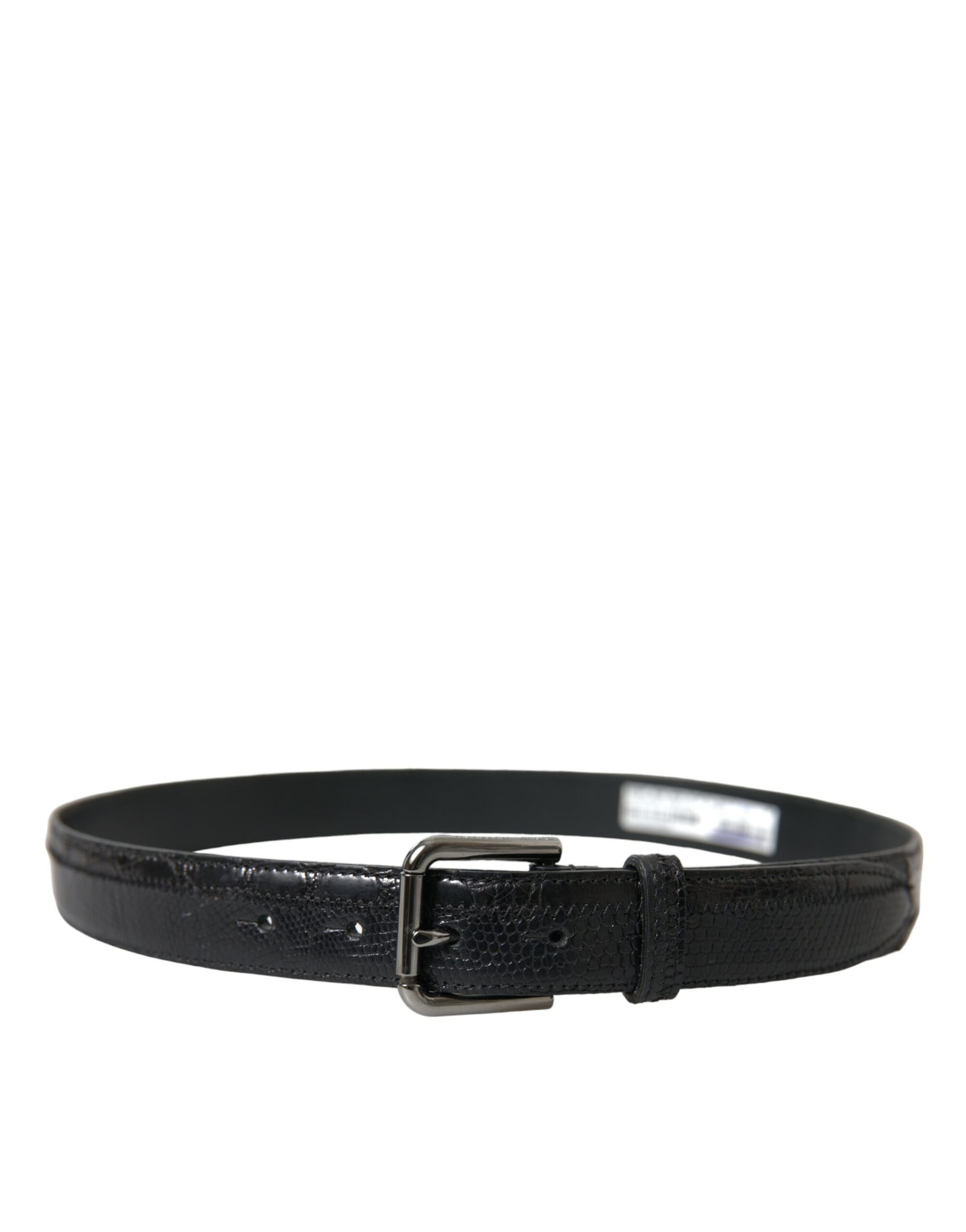 Dolce & Gabbana Black Exotic Leather Silver Metal Buckle Belt Dolce & Gabbana
