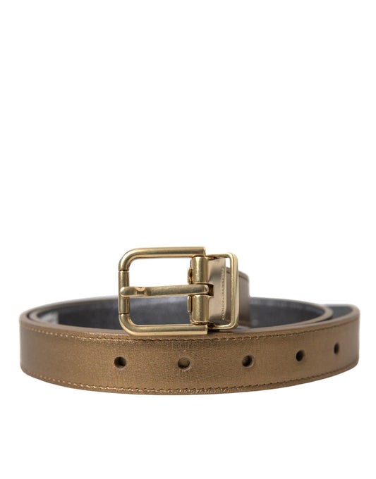 Dolce & Gabbana Metallic Gold Calf Leather Metal Buckle Belt Dolce & Gabbana