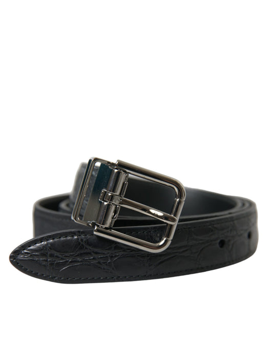 Dolce & Gabbana Black Leather Silver Metal Buckle Belt Dolce & Gabbana