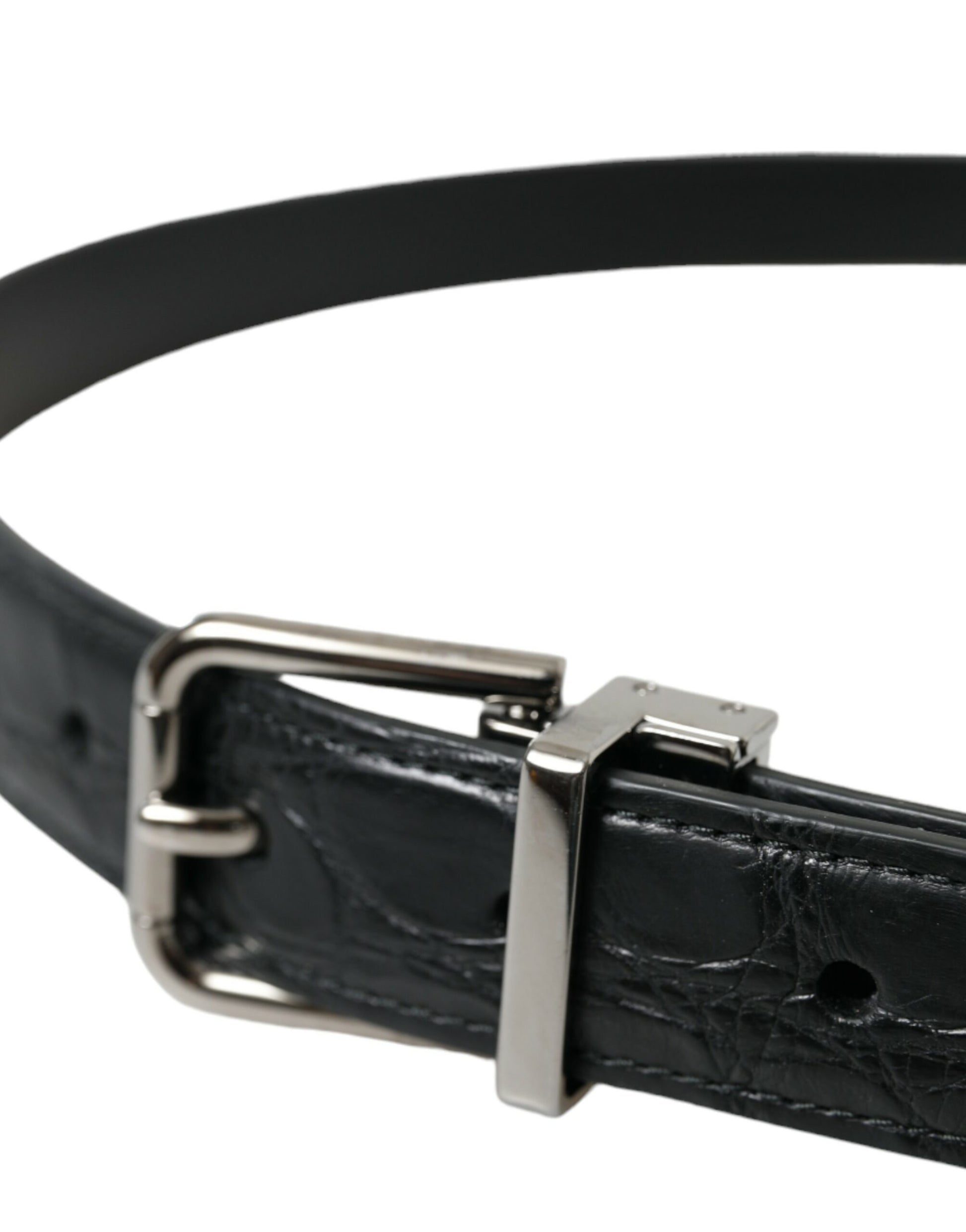 Dolce & Gabbana Black Leather Silver Metal Buckle Belt Dolce & Gabbana