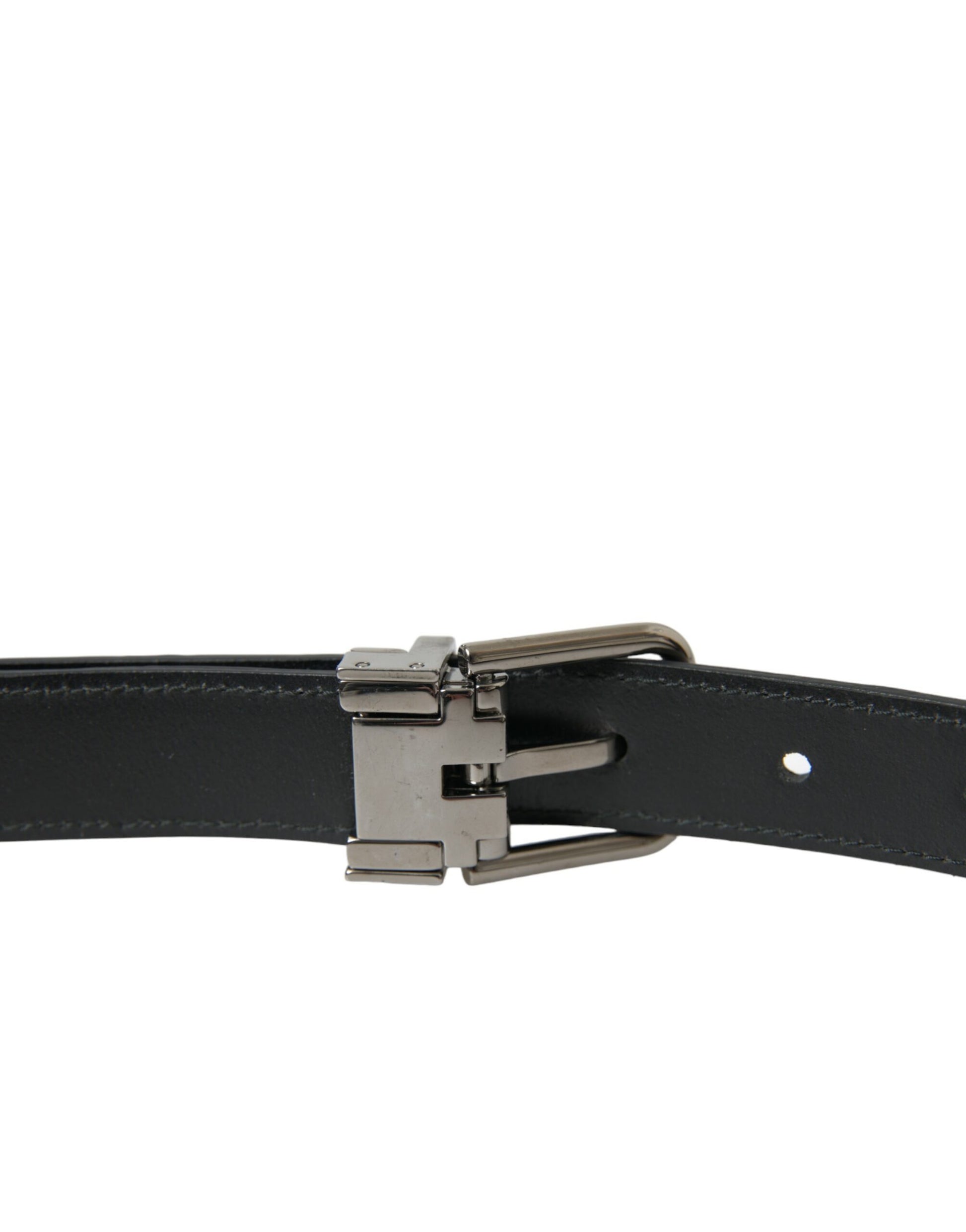 Dolce & Gabbana Black Leather Silver Metal Buckle Belt Dolce & Gabbana