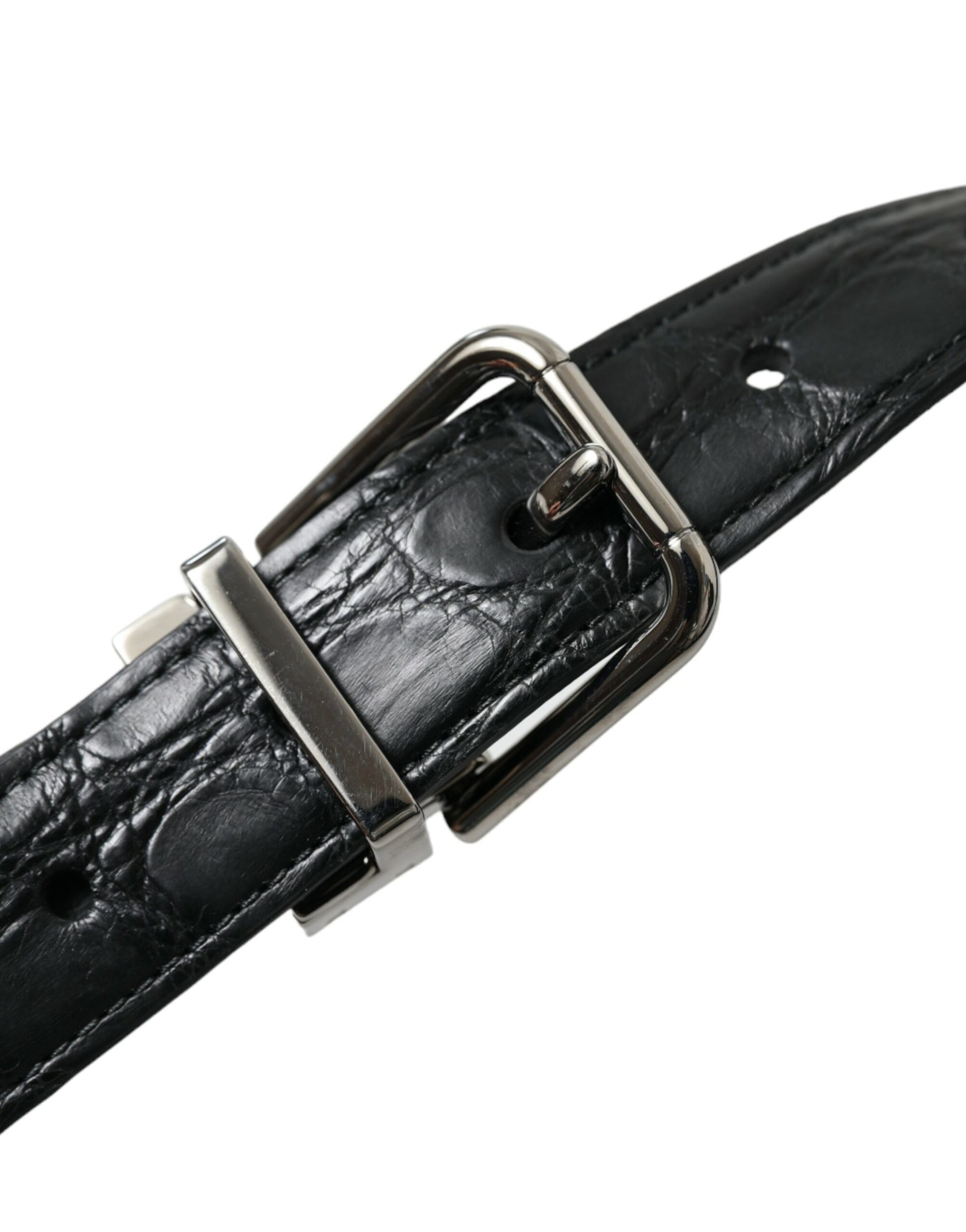 Dolce & Gabbana Black Leather Silver Metal Buckle Belt Dolce & Gabbana
