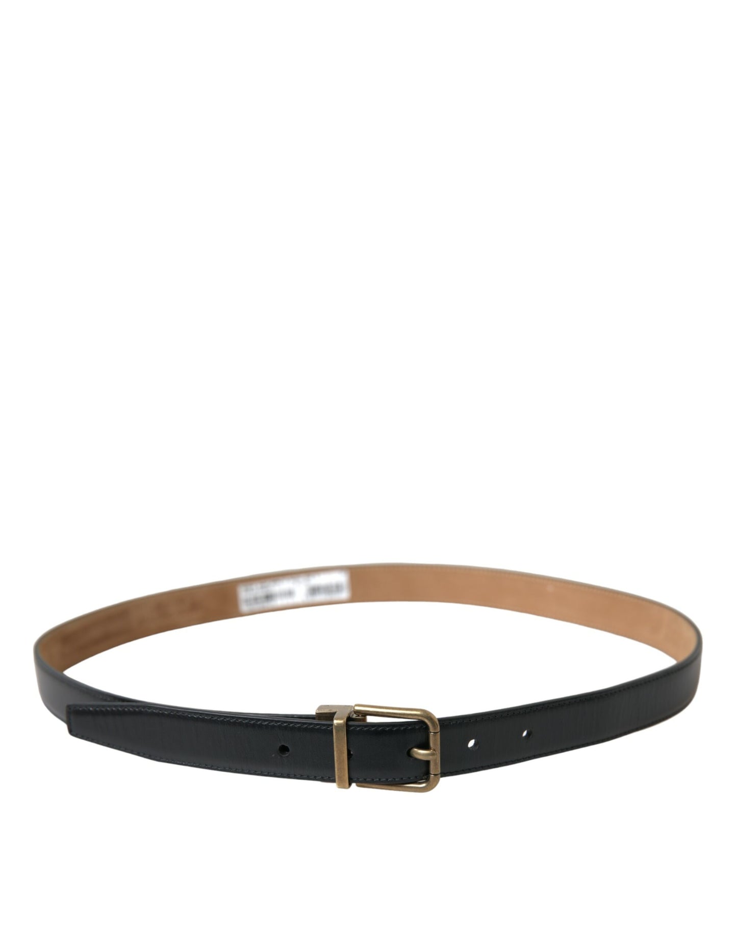 Dolce & Gabbana Black Calf Leather Gold Metal Buckle Belt Dolce & Gabbana