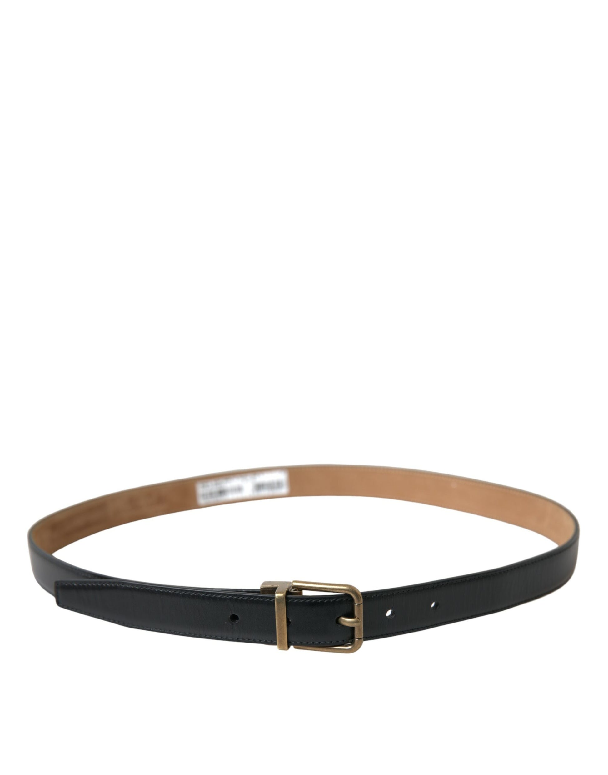 Dolce & Gabbana Black Calf Leather Gold Metal Buckle Belt Dolce & Gabbana