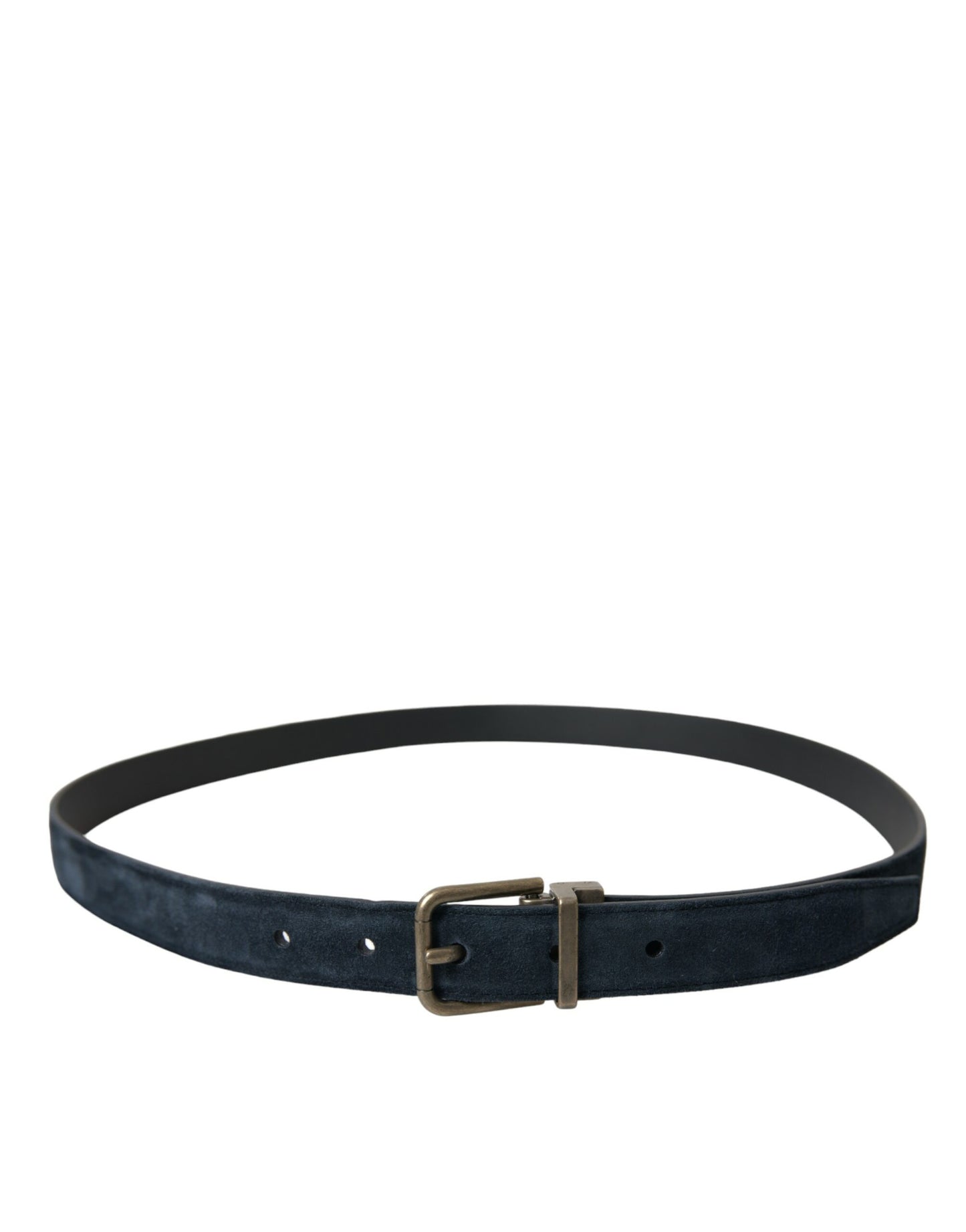Dolce & Gabbana Blue Suede Leather Gold Metal Buckle Belt Dolce & Gabbana