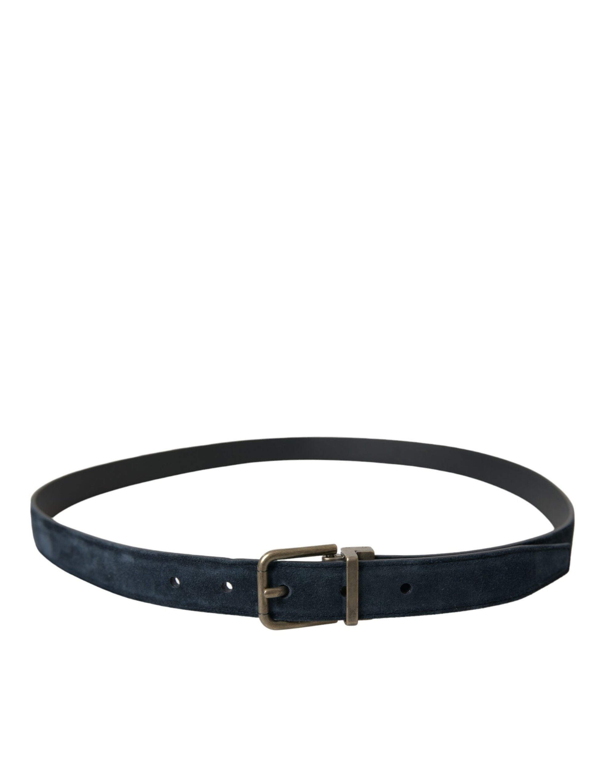 Dolce & Gabbana Blue Suede Leather Gold Metal Buckle Belt Dolce & Gabbana