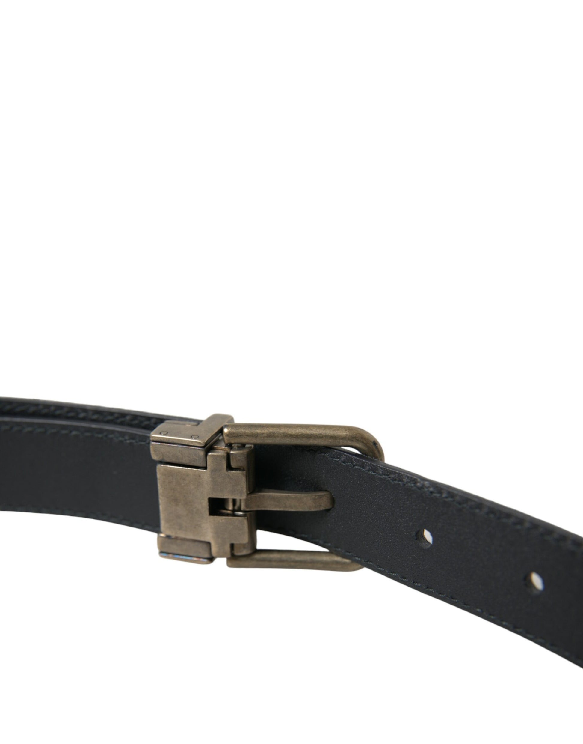 Dolce & Gabbana Blue Suede Leather Gold Metal Buckle Belt Dolce & Gabbana