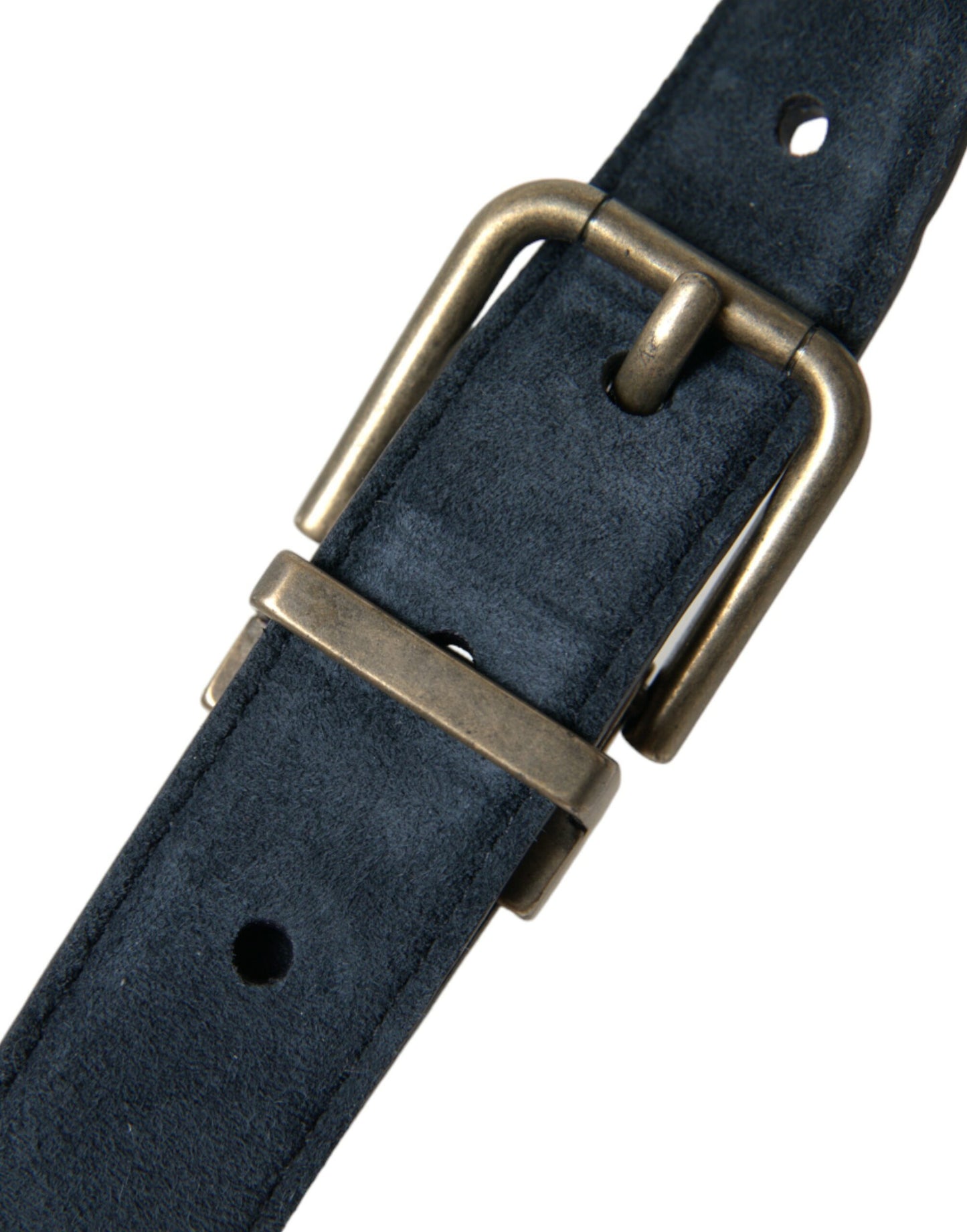 Dolce & Gabbana Blue Suede Leather Gold Metal Buckle Belt Dolce & Gabbana