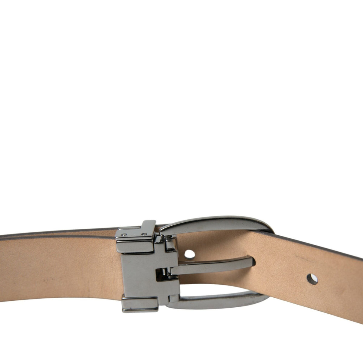 Dolce & Gabbana Dark Brown Leather Silver Metal Buckle Belt