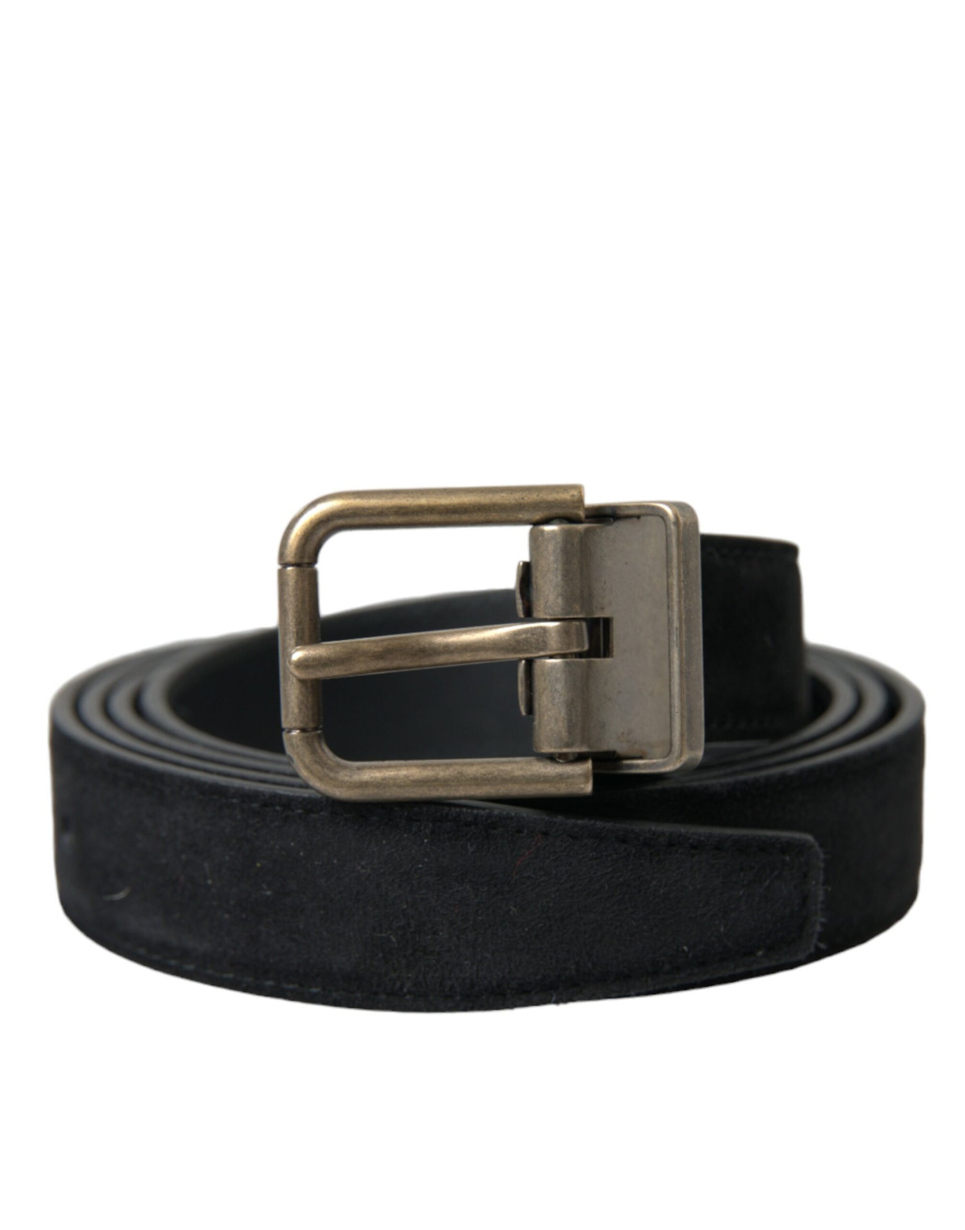 Dolce & Gabbana Black Suede Leather Gold Metal Buckle Belt Dolce & Gabbana