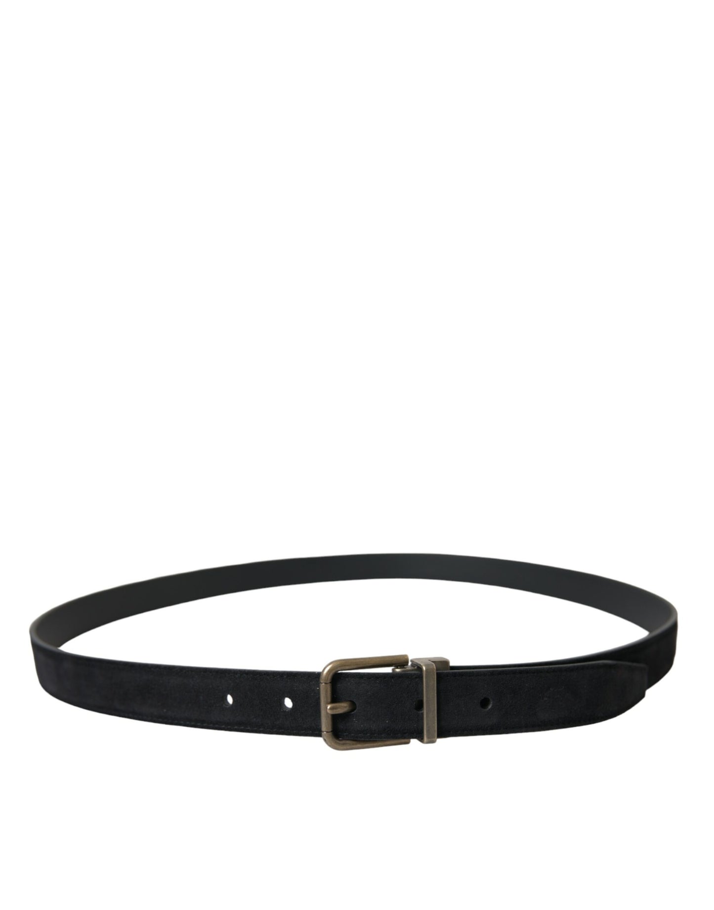 Dolce & Gabbana Black Suede Leather Gold Metal Buckle Belt Dolce & Gabbana