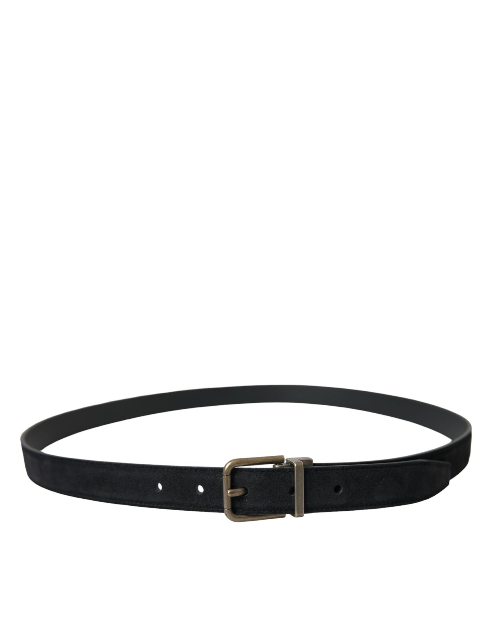 Dolce & Gabbana Black Suede Leather Gold Metal Buckle Belt Dolce & Gabbana