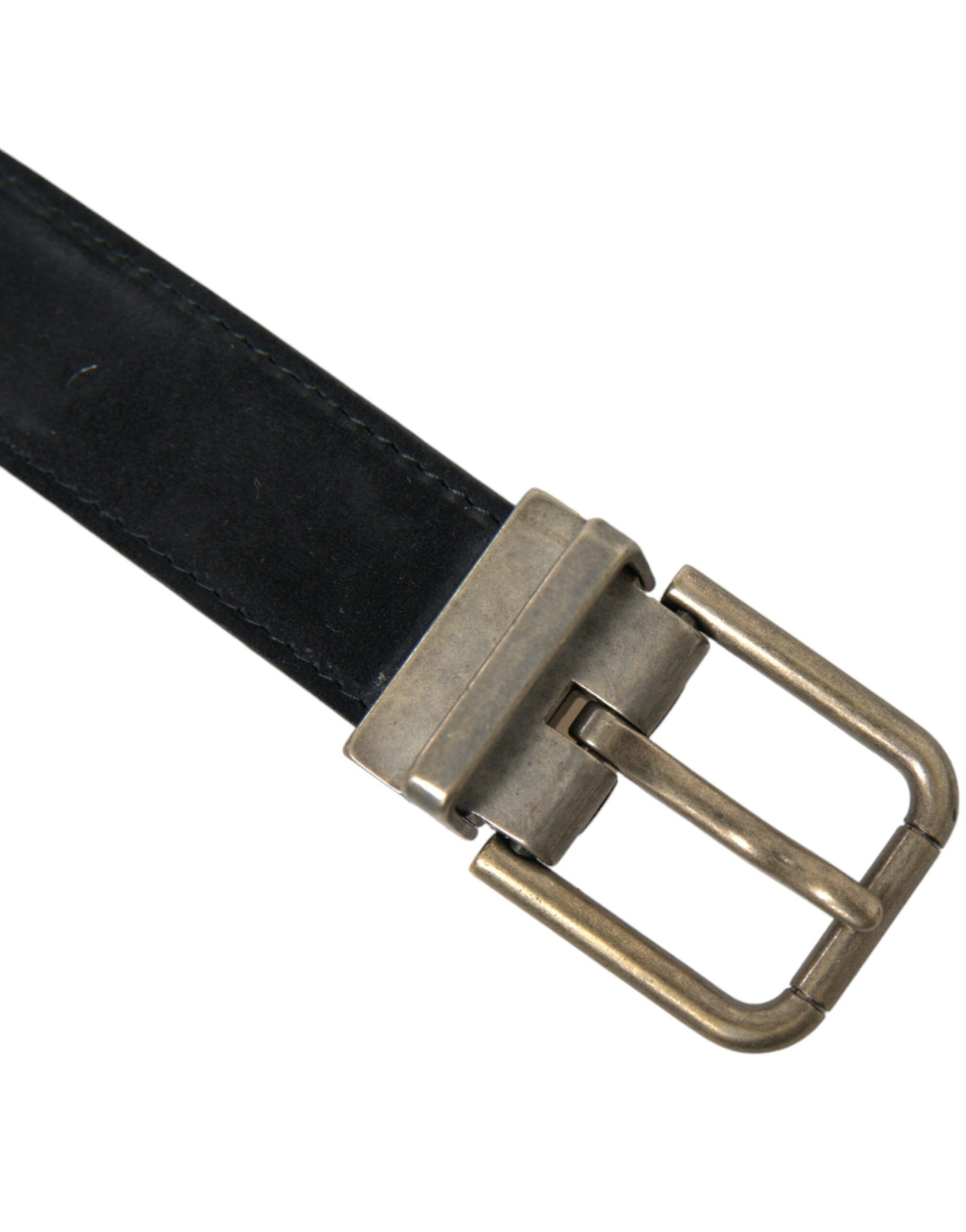 Dolce & Gabbana Black Suede Leather Gold Metal Buckle Belt Dolce & Gabbana