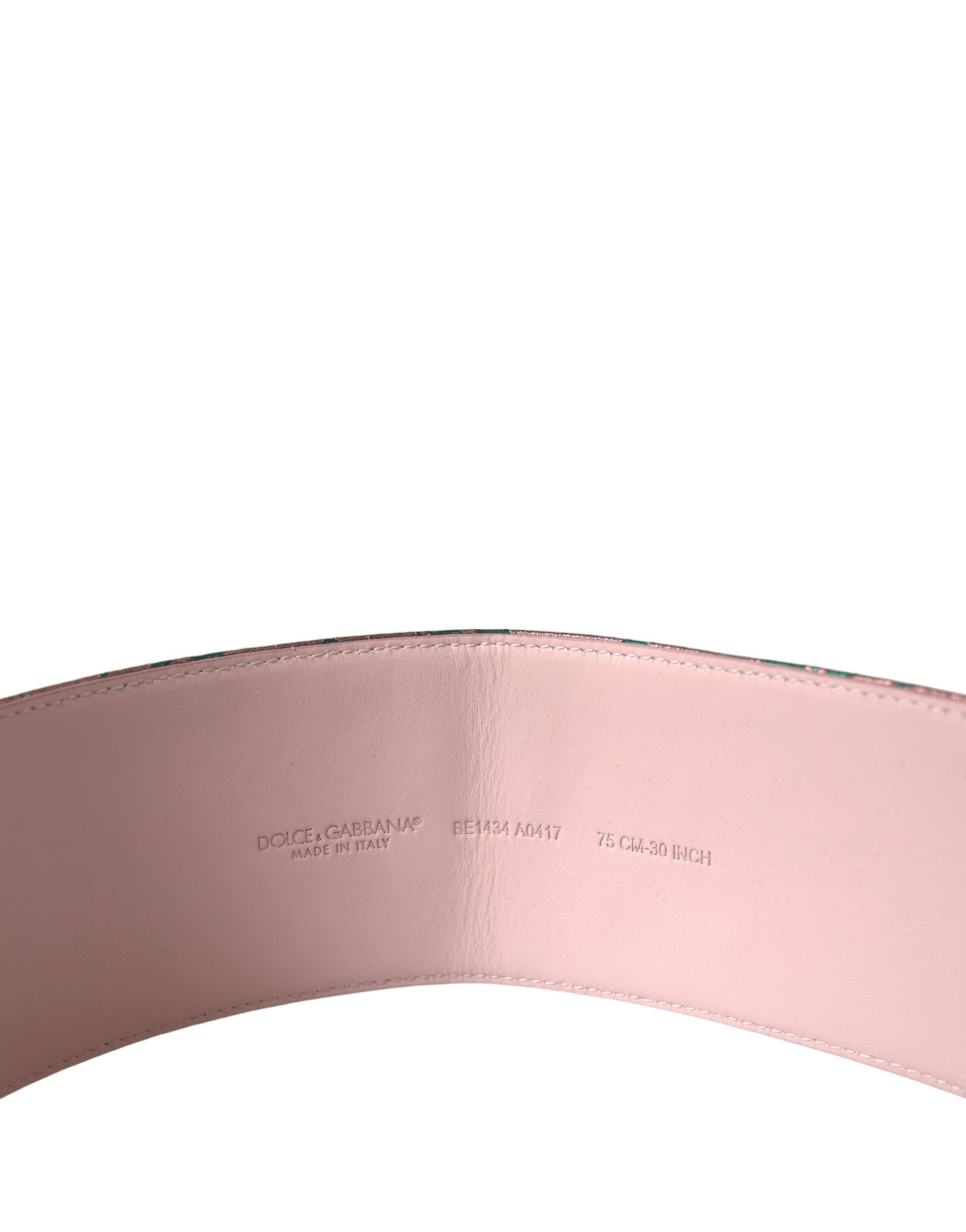 Dolce & Gabbana Multicolor Floral Jacquard Lurex Gold Buckle Belt Dolce & Gabbana