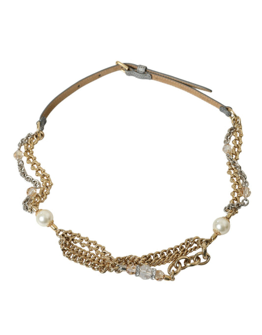 Dolce & Gabbana Blue Braided Gold Brass Chain Waist Belt Dolce & Gabbana