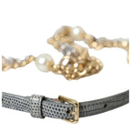 Dolce & Gabbana Blue Braided Gold Brass Chain Waist Belt