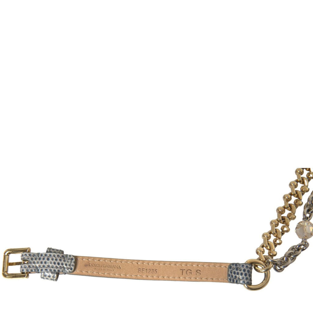 Dolce & Gabbana Blue Braided Gold Brass Chain Waist Belt