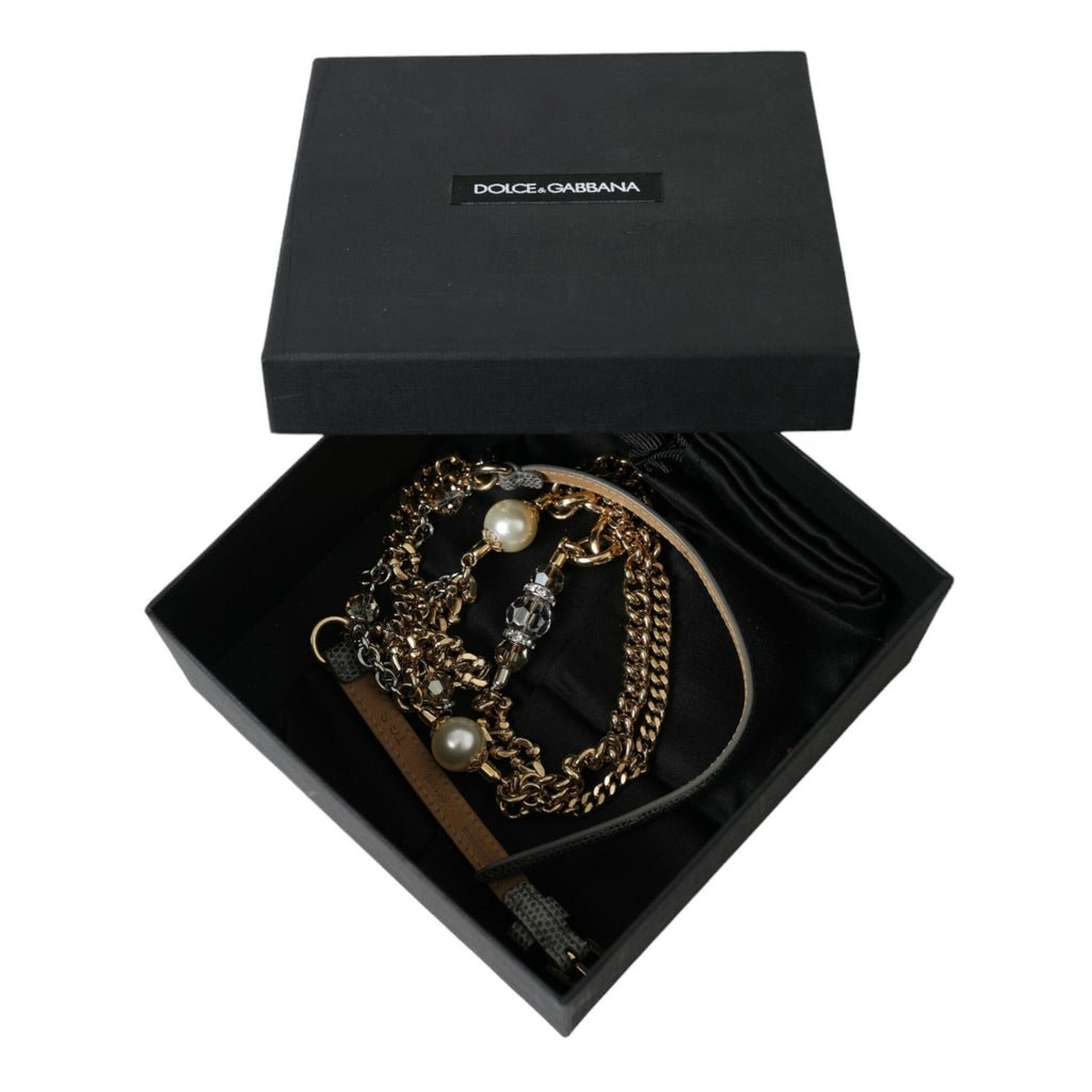 Dolce & Gabbana Blue Braided Gold Brass Chain Waist Belt