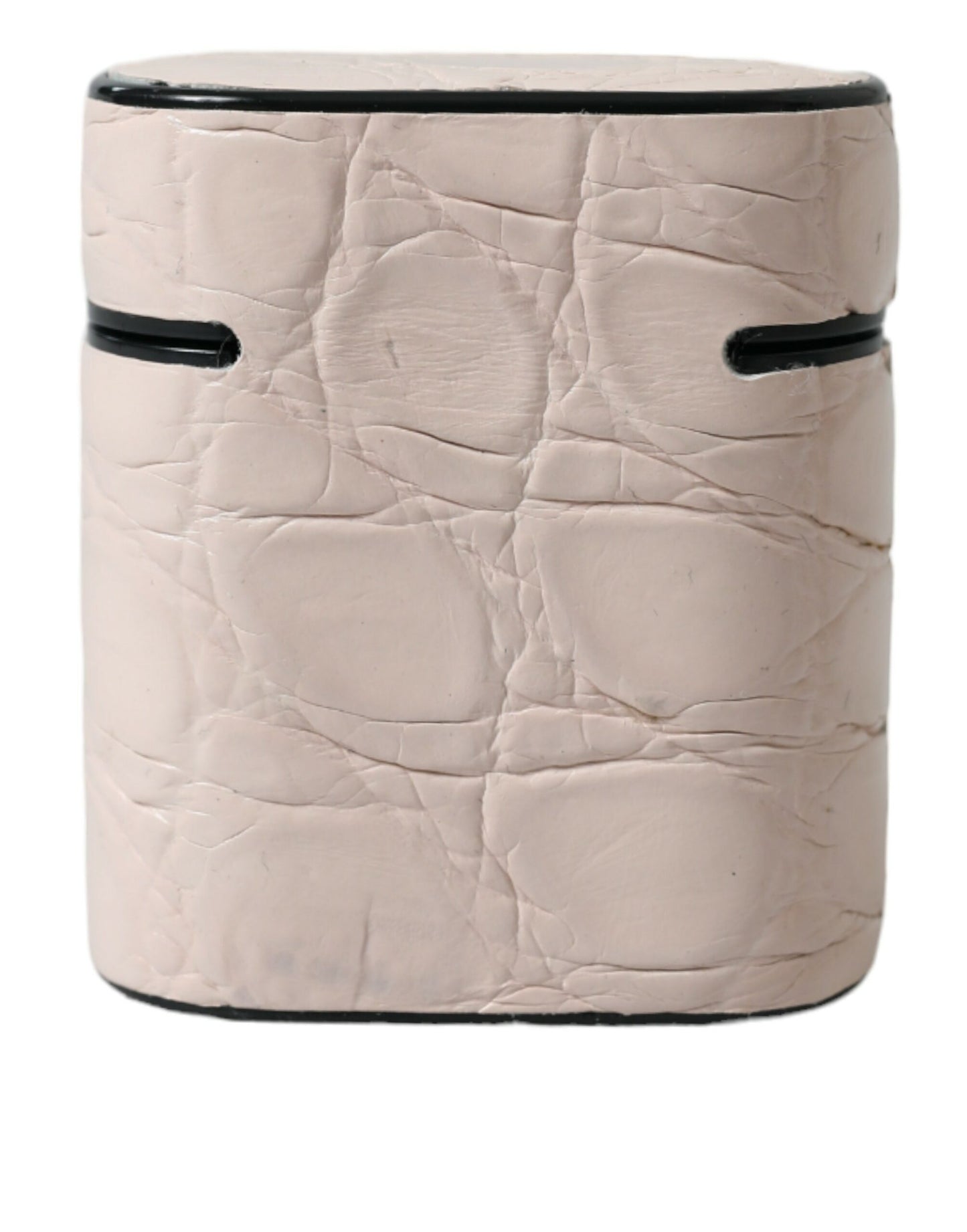 Dolce & Gabbana Light Pink Calf Leather Metal Logo Plaque Airpods Case Dolce & Gabbana