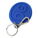 Dolce & Gabbana Blue Rubber DG Logo Silver Brass Metal Keyring Keychain