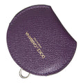 Dolce & Gabbana Purple Calfskin Leather Round Logo Hand Mirror Holder