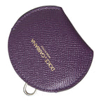 Dolce & Gabbana Purple Calfskin Leather Round Logo Hand Mirror Holder