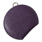 Dolce & Gabbana Purple Calfskin Leather Round Logo Hand Mirror Holder