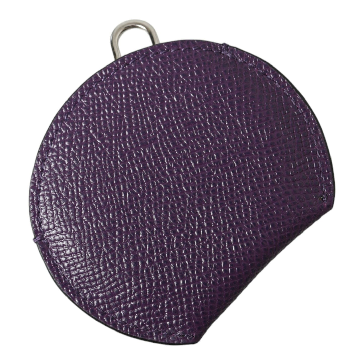 Dolce & Gabbana Purple Calfskin Leather Round Logo Hand Mirror Holder Dolce & Gabbana