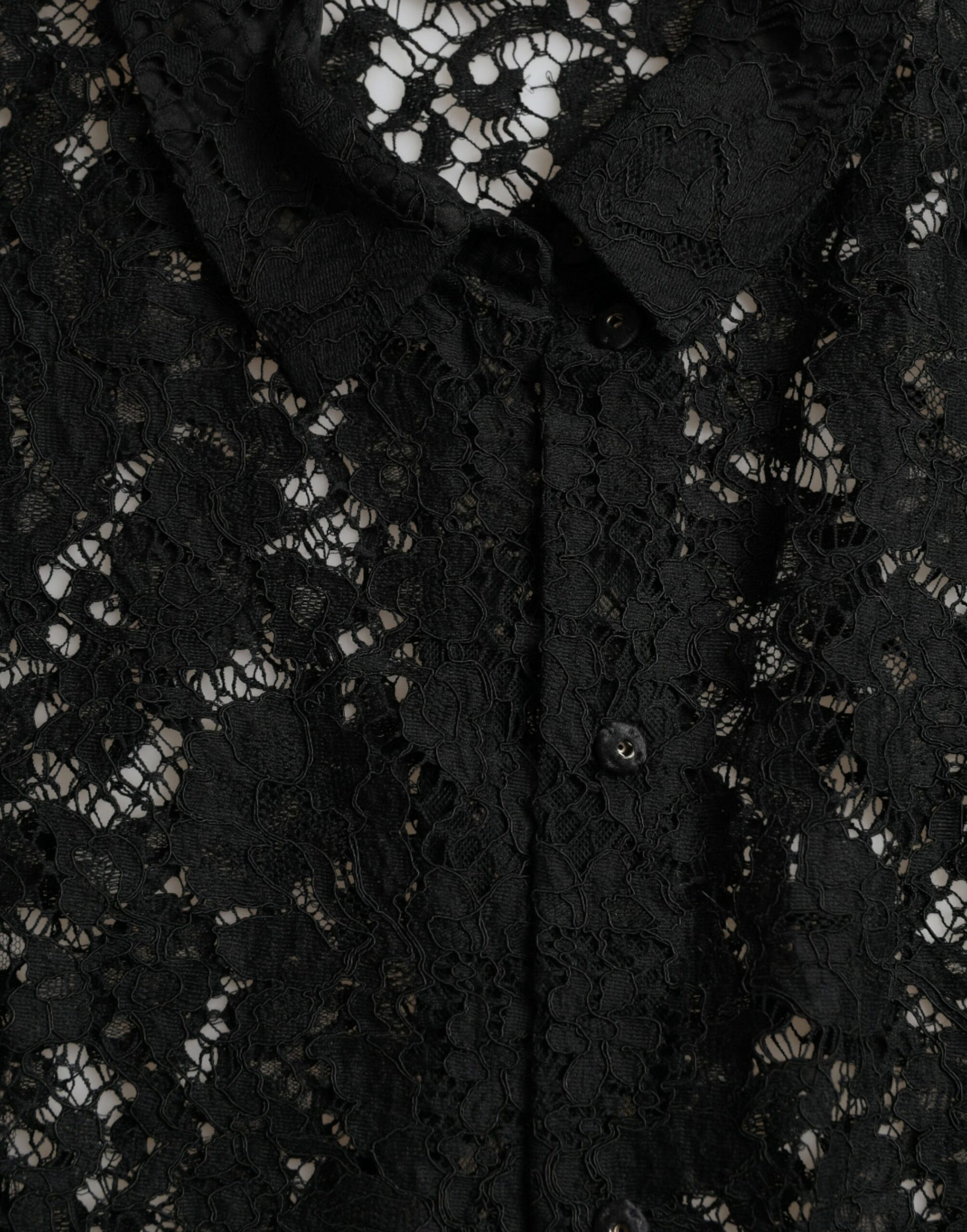 Dolce & Gabbana Black Floral Lace Long Sleeves Blouse Top Dolce & Gabbana