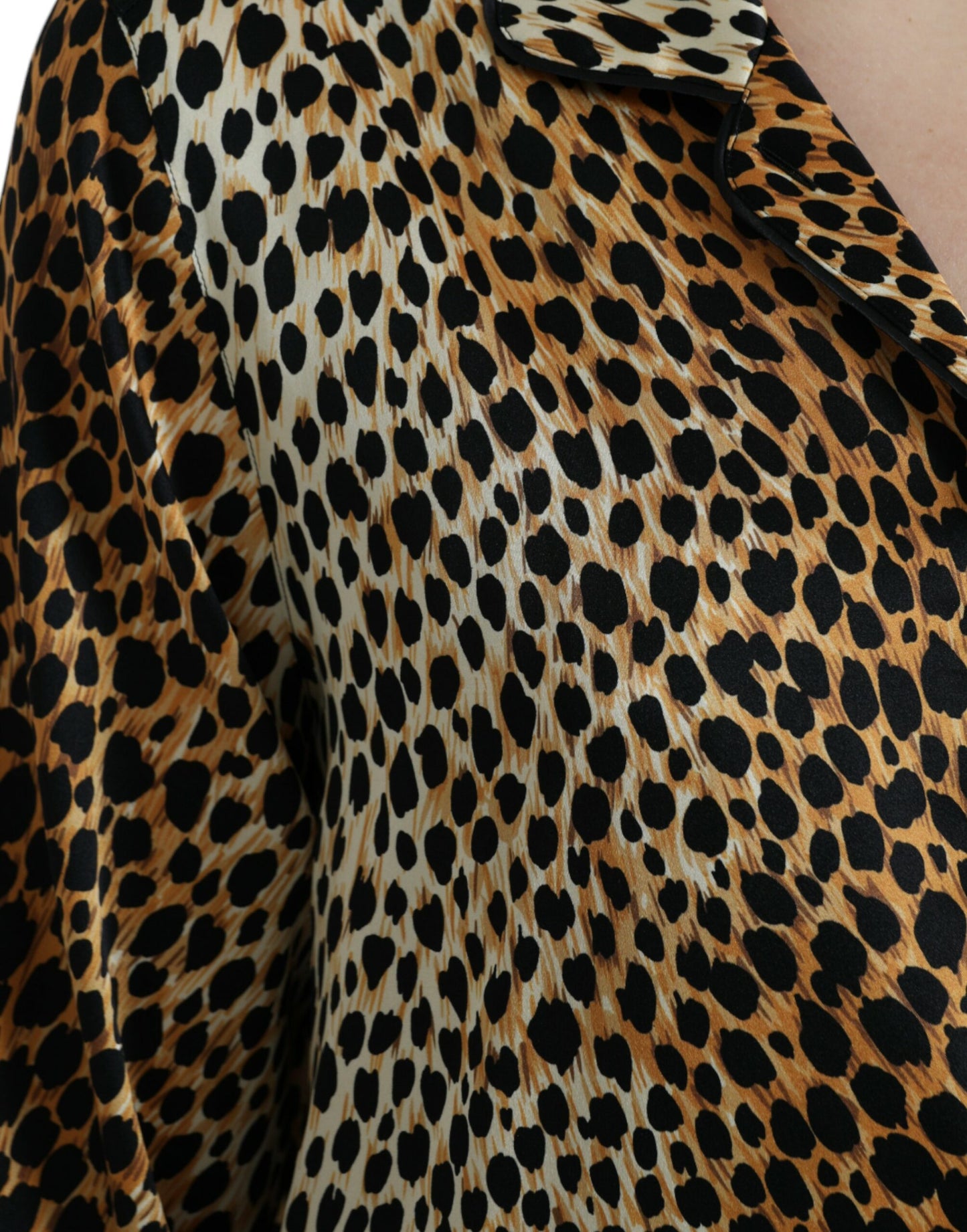 Dolce & Gabbana Brown Leopard Print Long Sleeves Blouse Top Dolce & Gabbana
