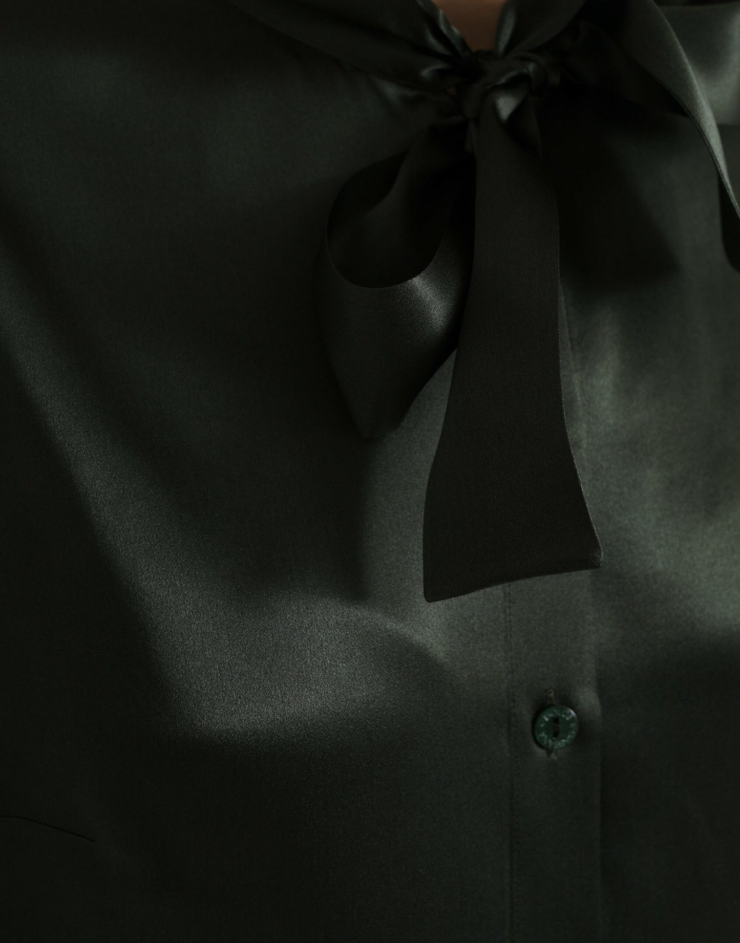 Dolce & Gabbana Gray Long Sleeves Ascot Collar Blouse Top Dolce & Gabbana