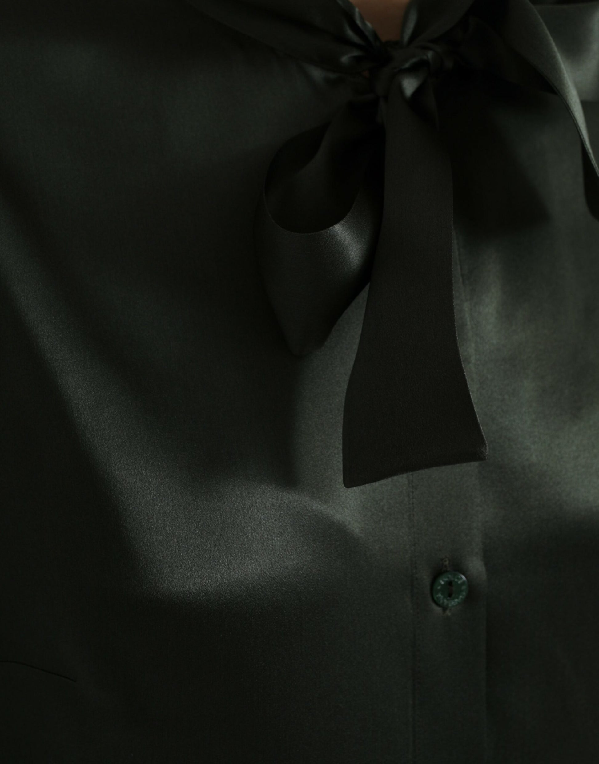 Dolce & Gabbana Gray Long Sleeves Ascot Collar Blouse Top Dolce & Gabbana