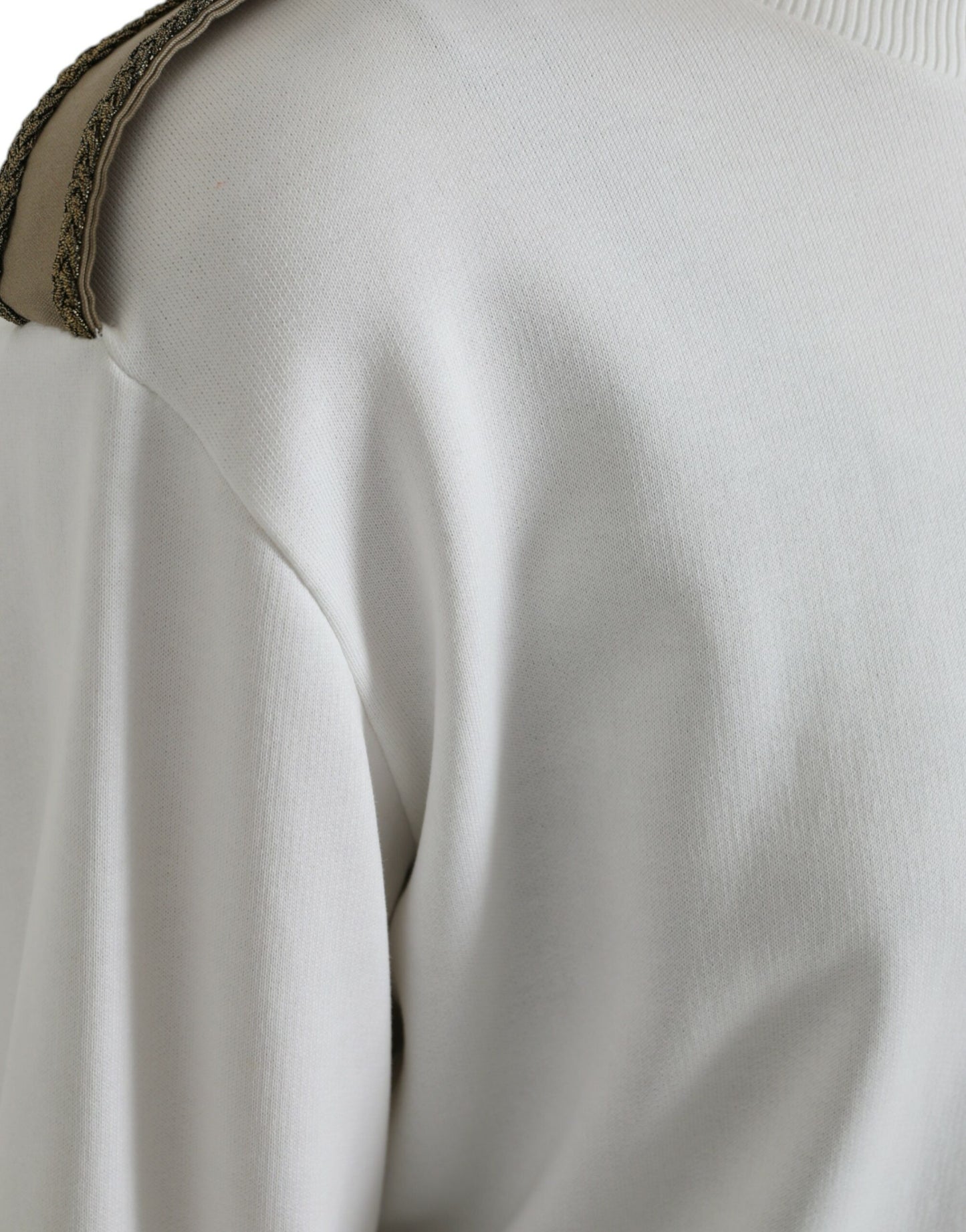 Dolce & Gabbana White Floral Cotton Crew Neck Pullover Sweater Dolce & Gabbana