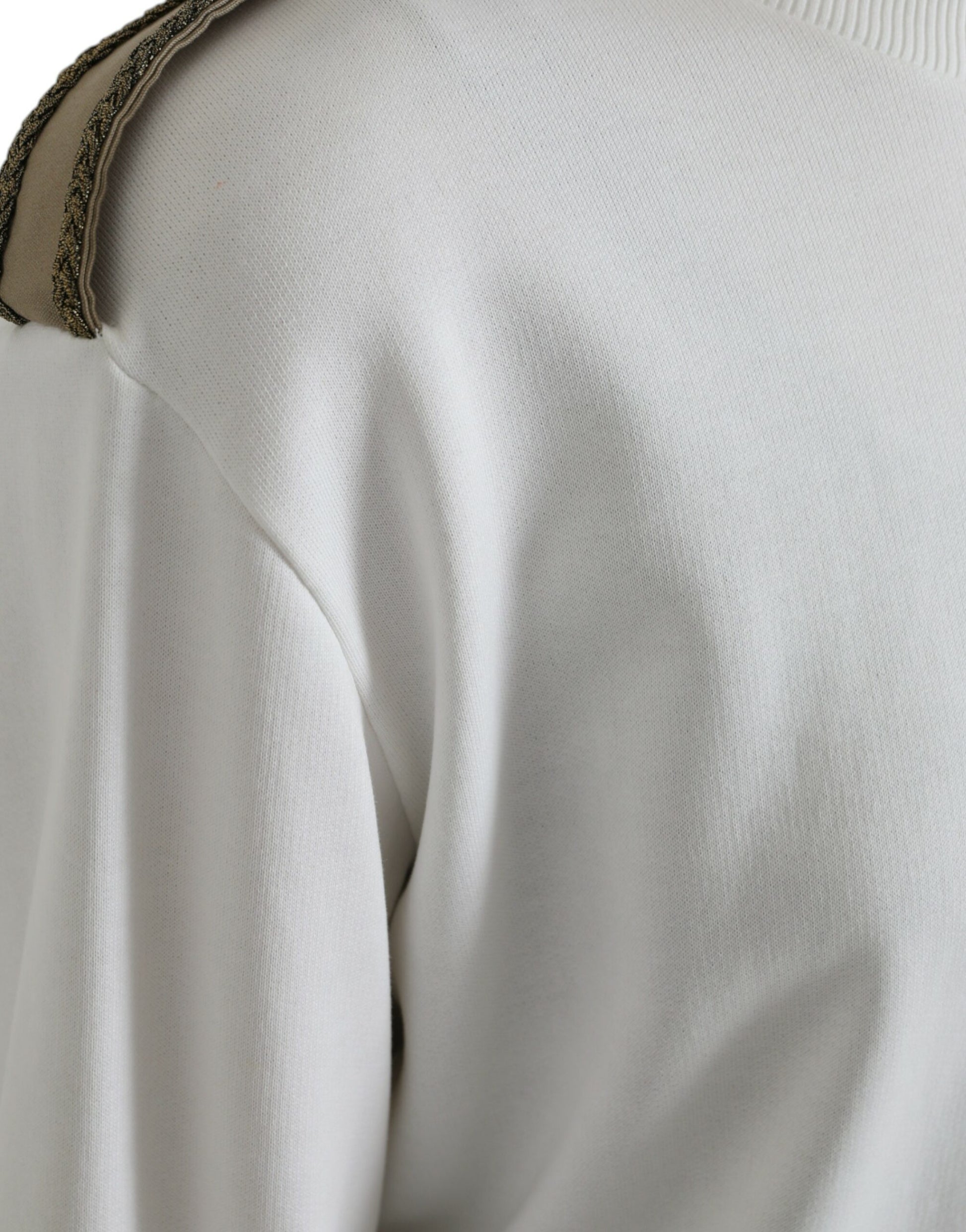 Dolce & Gabbana White Floral Cotton Crew Neck Pullover Sweater Dolce & Gabbana