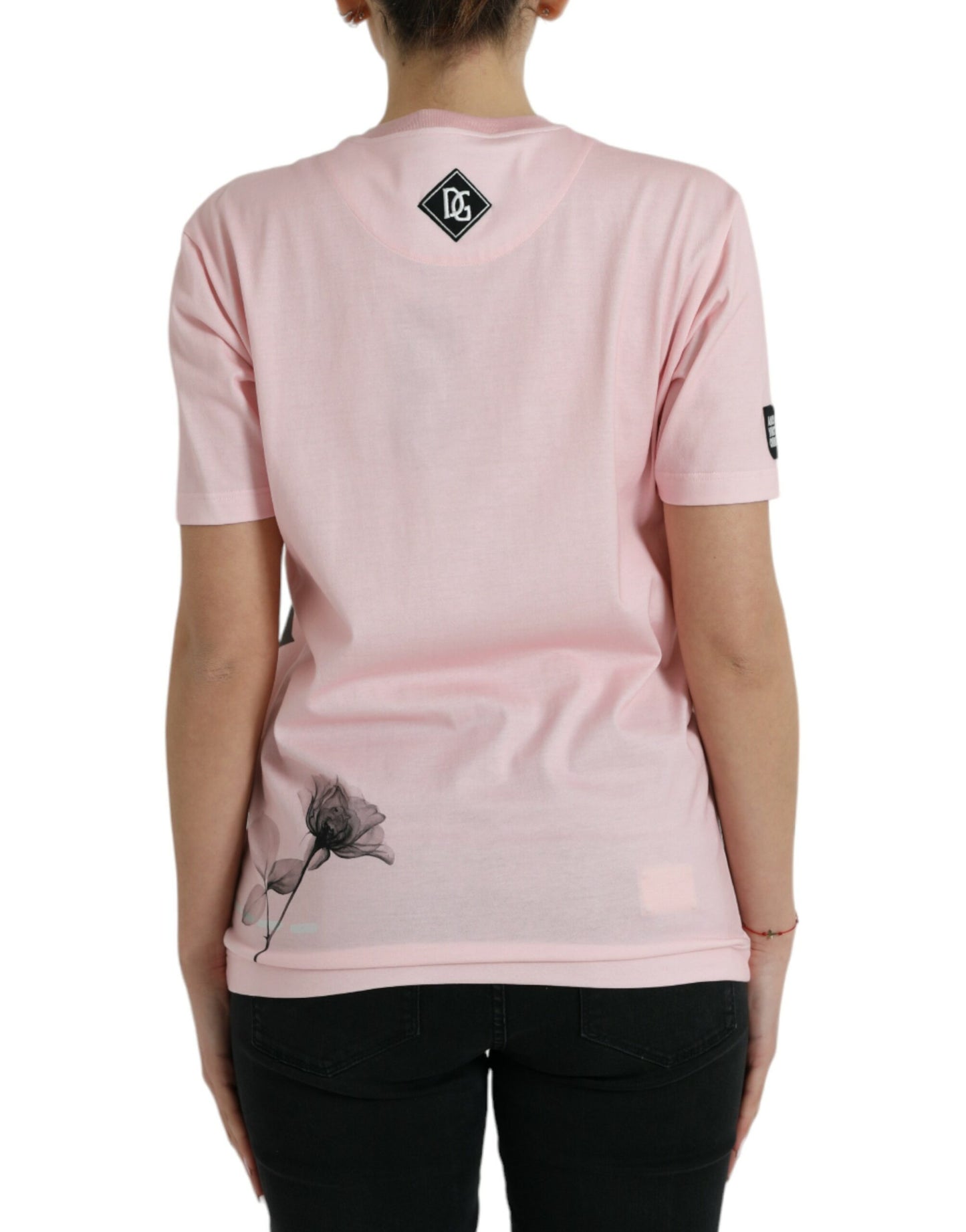 Dolce & Gabbana Pink Floral Print Cotton Short Sleeves T-shirt Dolce & Gabbana