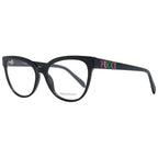 Emilio Pucci black plastic eyeglass frames with sleek, modern design and clear lenses, stylish and lightweight for everyday wear.