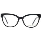 Emilio Pucci black plastic eyeglass frames with a sleek, modern design and bold logo accents.
