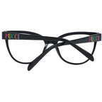 Emilio Pucci black plastic glasses frames with sleek, modern design and rounded lenses for stylish eyewear.