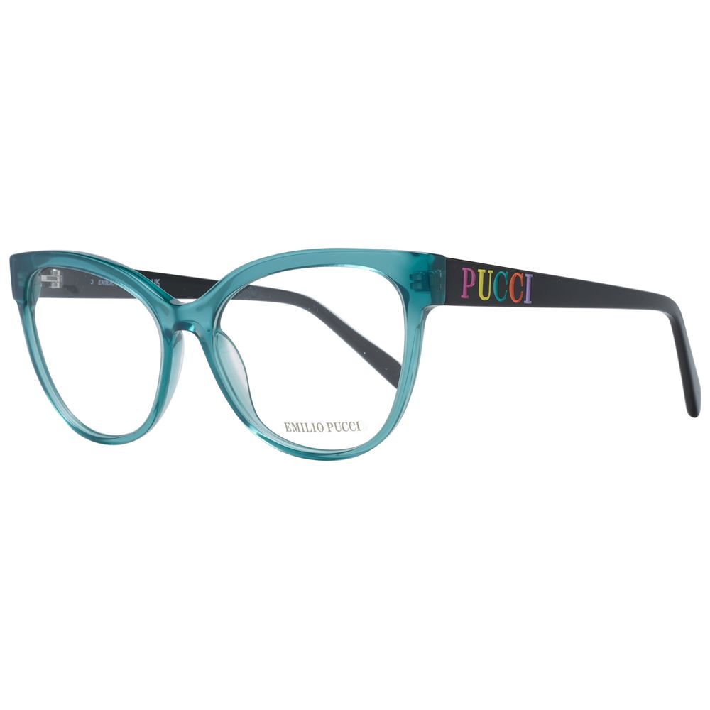 Emilio Pucci bicolor plastic eyeglass frames with bold, stylish design and vibrant color accents for a fashionable look.
