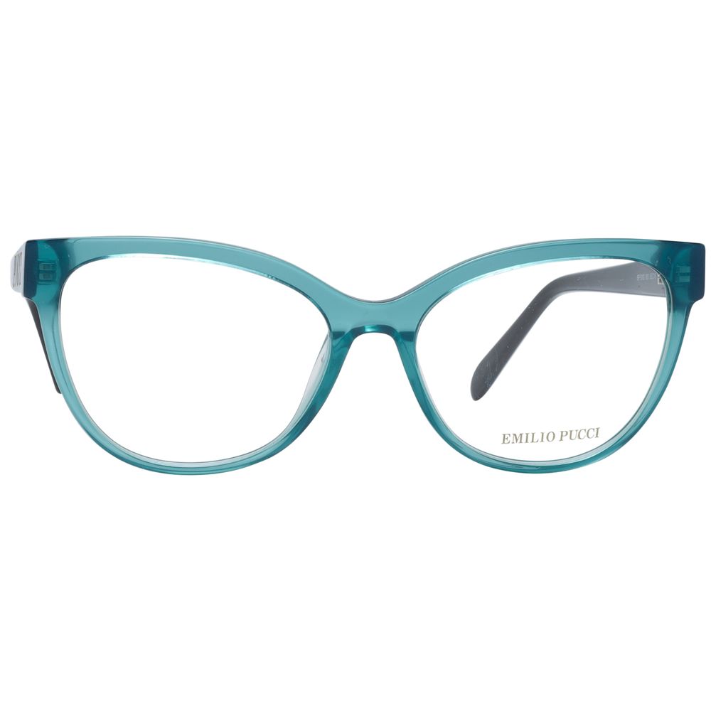 Emilio Pucci bicolor plastic eyeglass frames with bold, colorful design and sleek shape, suitable for stylish eyewear.