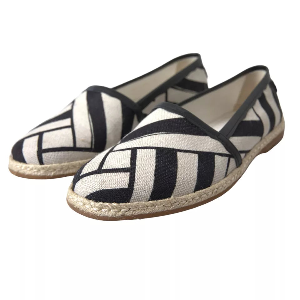 Dolce & Gabbana Black White Stripes Slip On Espadrille Shoes Dolce & Gabbana