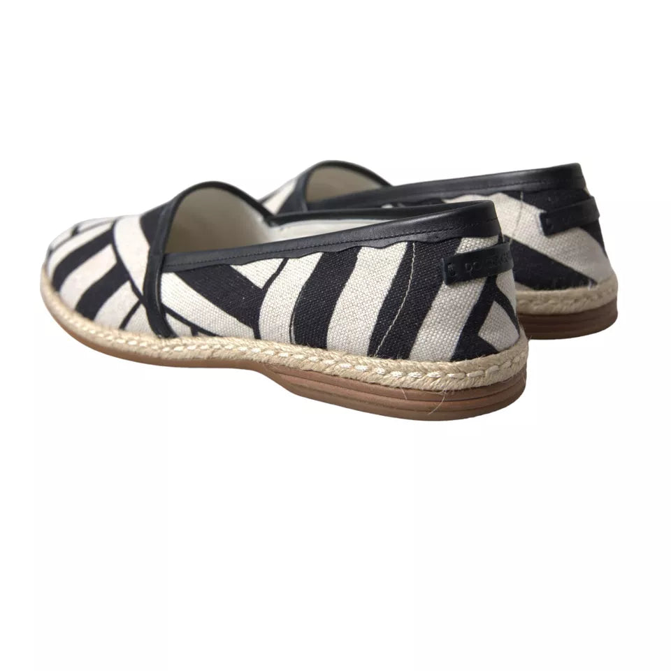 Dolce & Gabbana Black White Stripes Slip On Espadrille Shoes Dolce & Gabbana