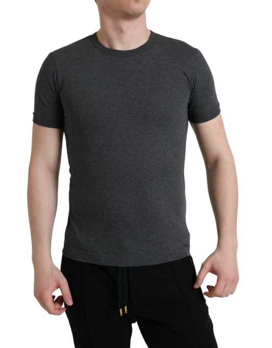 Dolce & Gabbana Dark Gray Cotton Crew Neck T-shirt Dolce & Gabbana