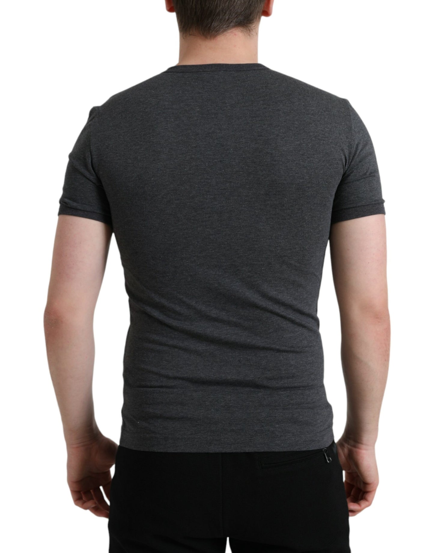 Dolce & Gabbana Dark Gray Cotton Crew Neck T-shirt Dolce & Gabbana